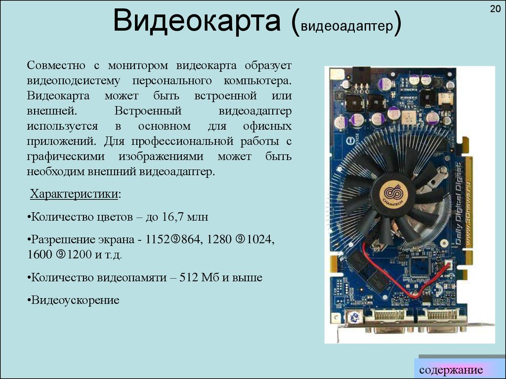 Мониторы и видеоадаптеры презентация