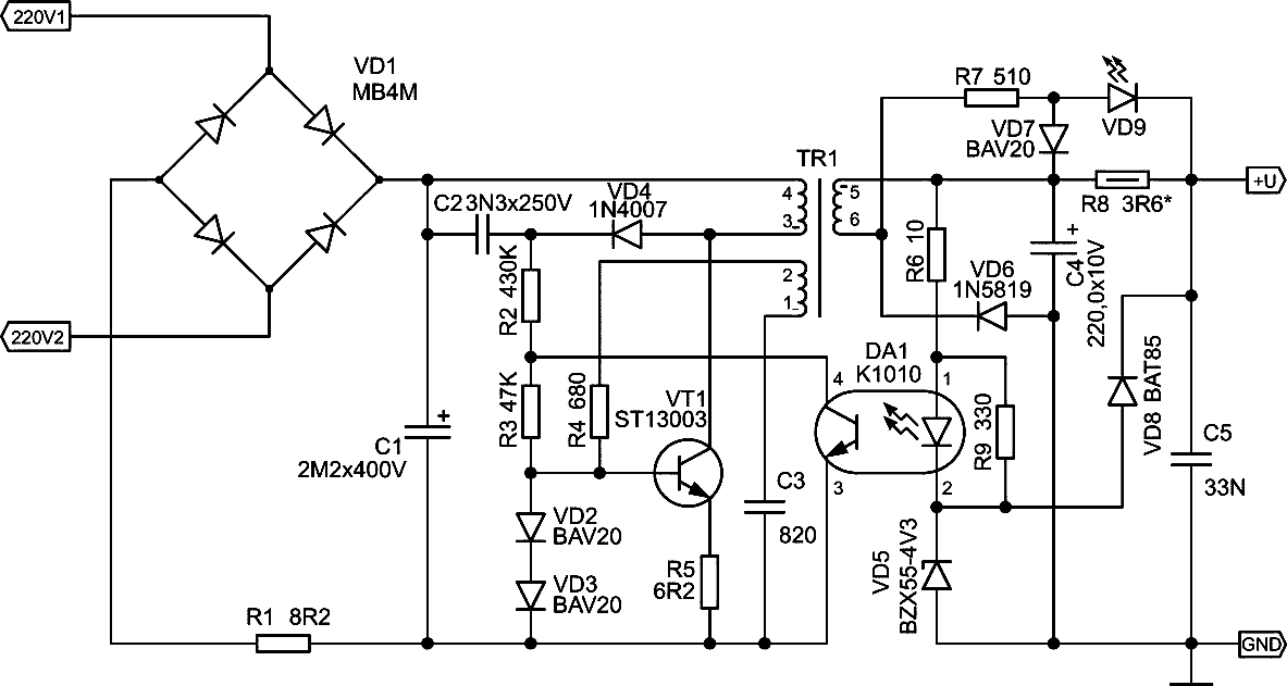 Блок питания 5v 2a схема