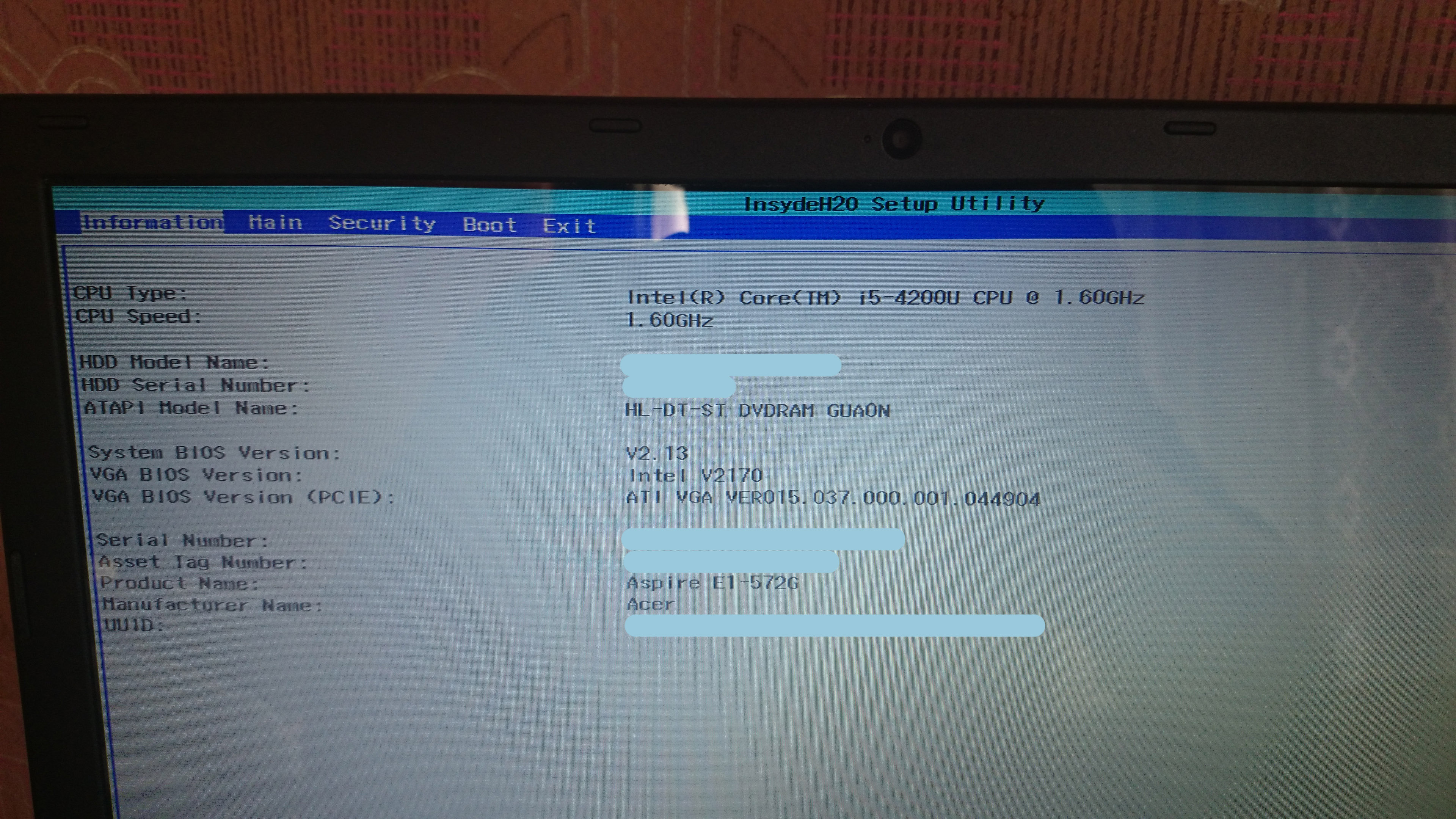 Настройки ноутбука асер. BIOS Acer Aspire. BIOS V1.03 Acer Aspire. Acer Aspire v5-572g BIOS. Биос на ноутбуке Асер Aspire v5.