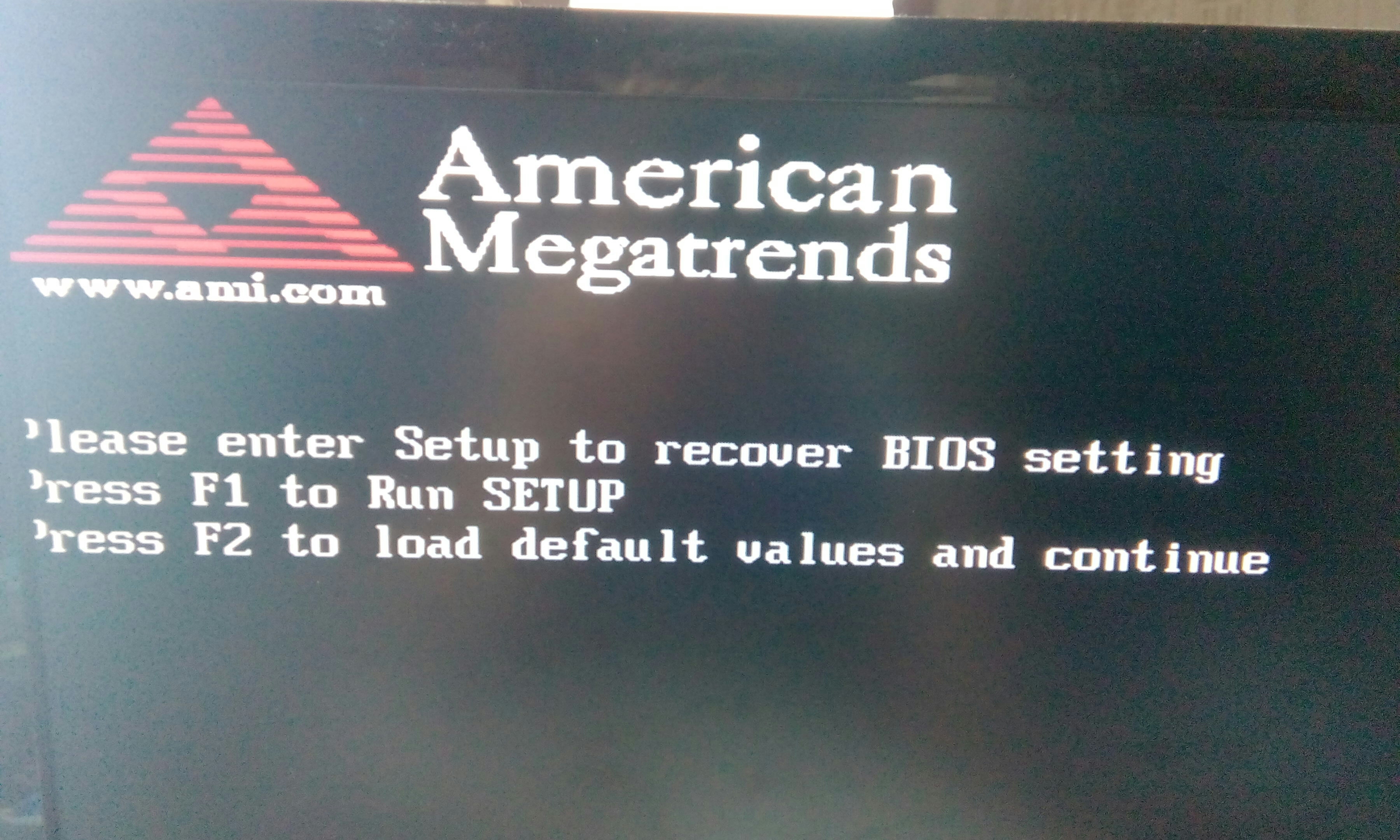 Please enter setup to recover bios setting