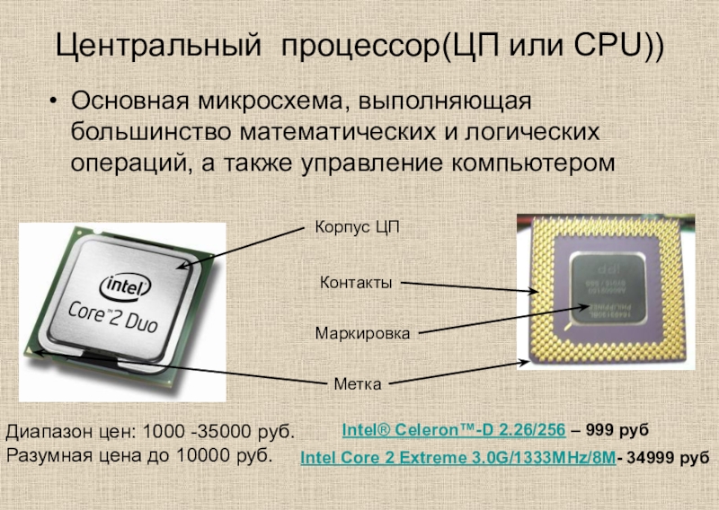 Состав процессора схема