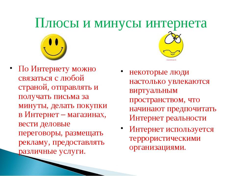 Проект по теме интернет плюсы и минусы